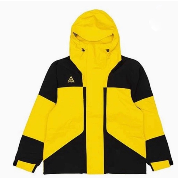 Men's ACG Gore-tex Waterproof Zipper Hooded Jacket Yellow Blac - Picture 1 of 5